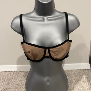CUUP Balconette Mesh Bra in Taupe with Black Trim